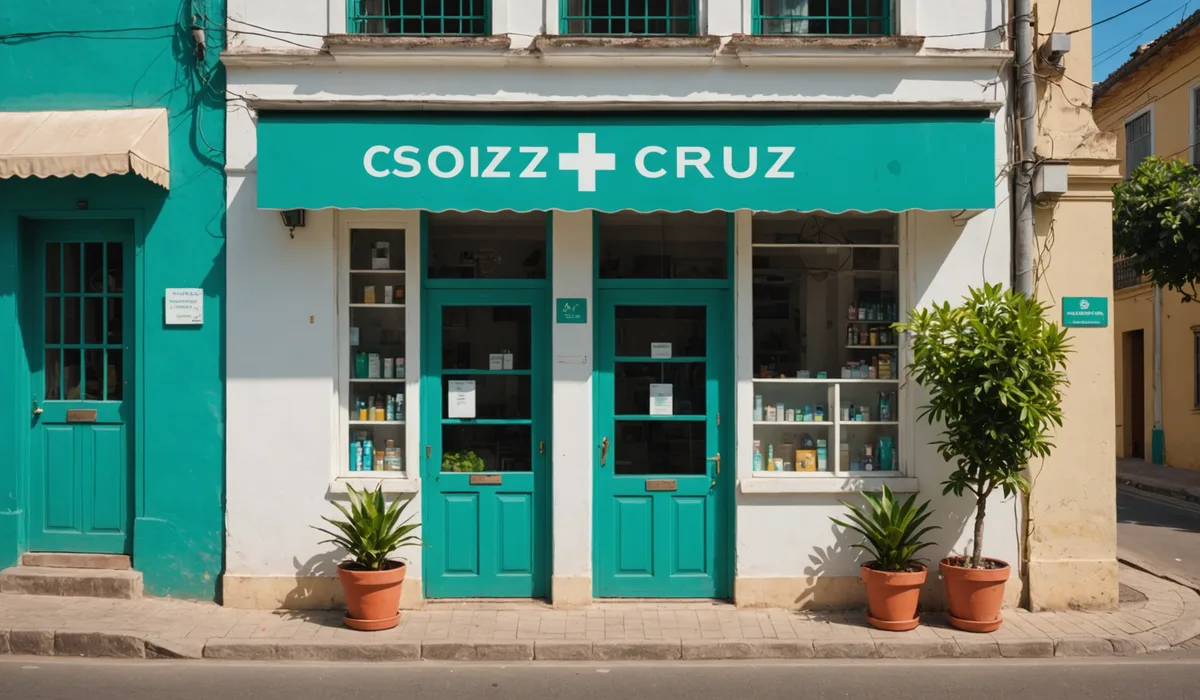 Small independent pharmacy storefront on a Sao Paulo street